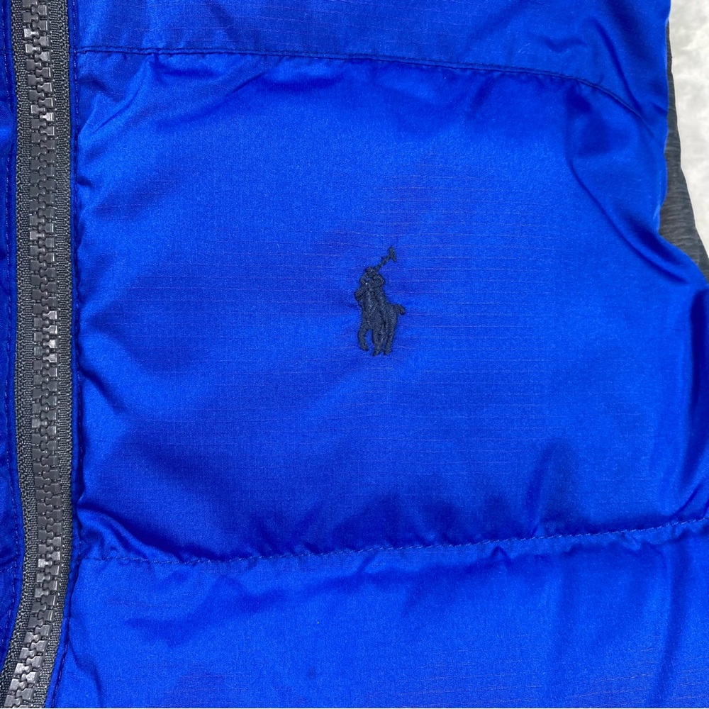 Polo Ralph Lauren Quilted Puffer Down Reversible Full Zip Vest Boys XL Grey/Blue - Picture 7 of 13